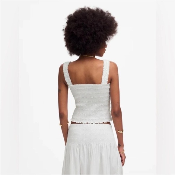 Madewell White Poplin Smocked Tank XL NWT - Picture 3 of 8